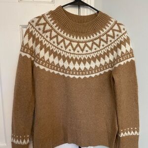 Talbots women’s fair isle sweater tan ivory size small